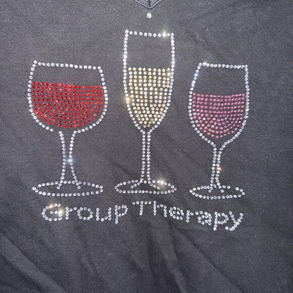 Group Therapy Rhinestone V-Neck black T-Shirt - Small - Picture 3 of 4